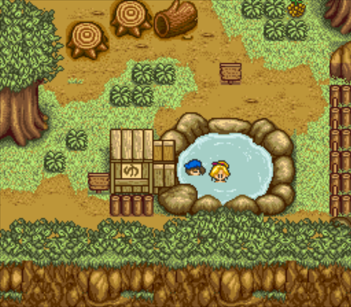 Eve inside the hot spring