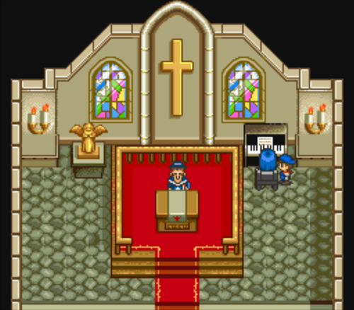 Maria playing the organ